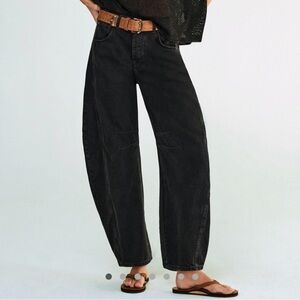 Free People Black Barrel Jeans